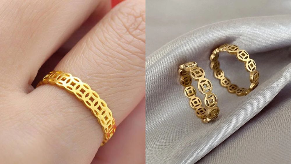 Nhẫn vàng nữ 18K đồng tiền