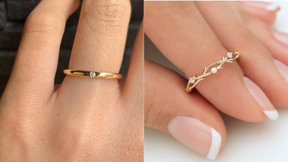 Nhẫn vàng tây nữ giá dưới 2 triệu 18K đính đá nhỏ tinh tế