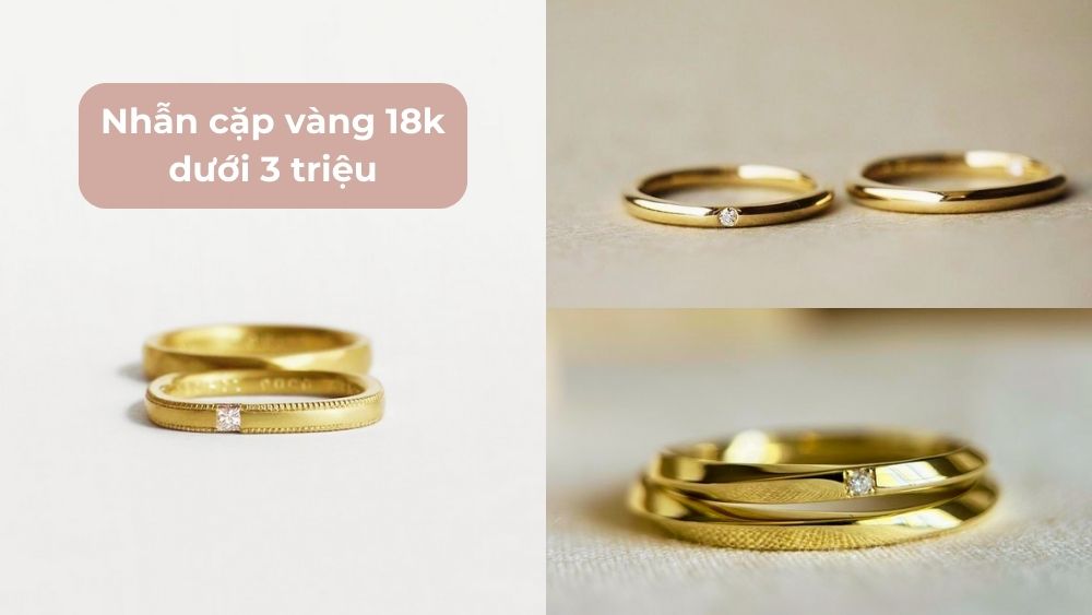11+ nhẫn cặp vàng 18k dưới 3 triệu đẹp tinh tế cho ngày cưới