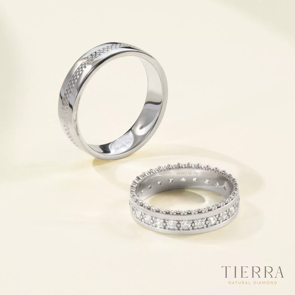 Nhẫn đôi vàng 18K độc đáo thu hút