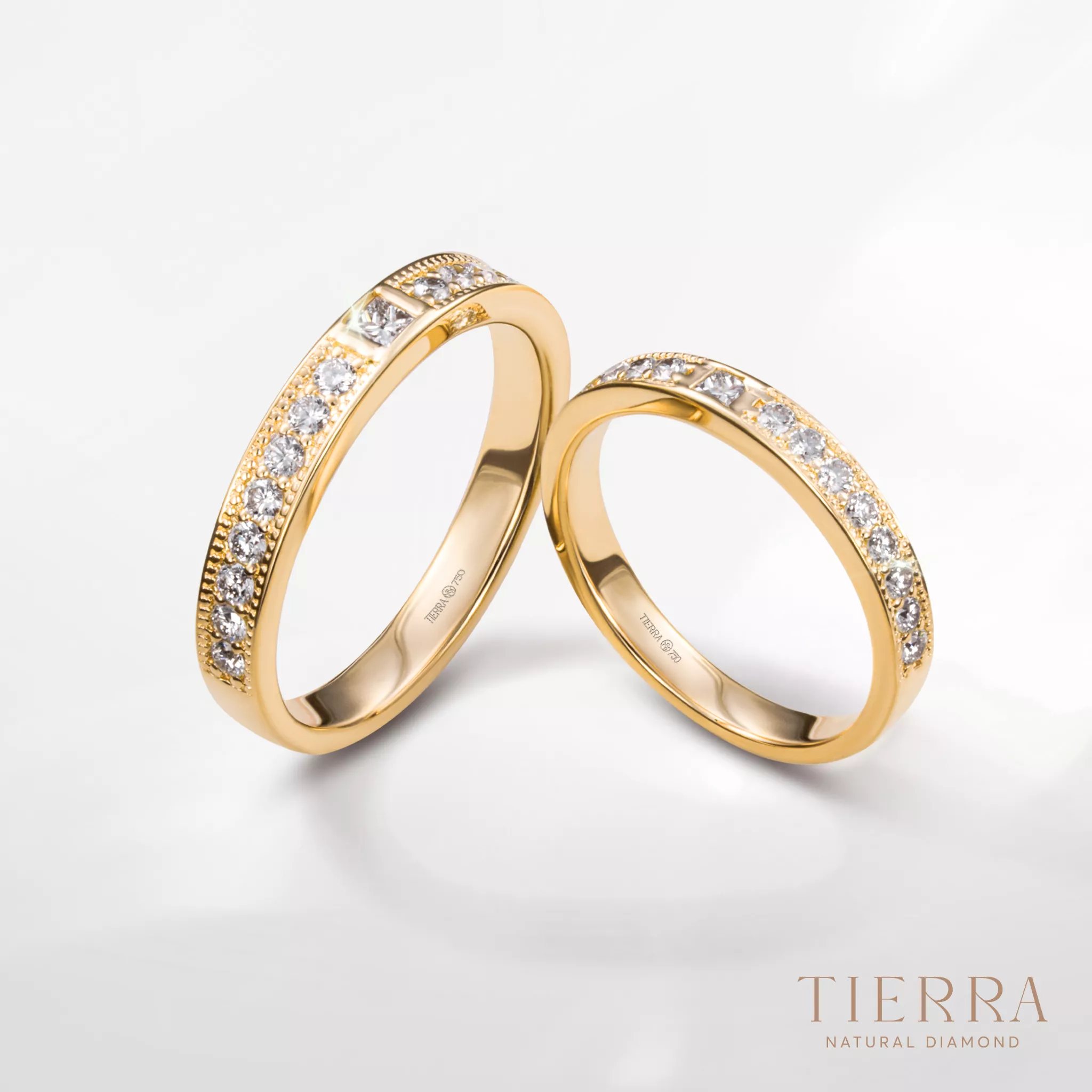 Nhẫn đôi vàng 18K thanh lịch đơn giản
