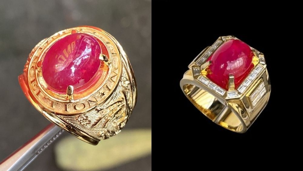 Nhẫn vàng nam tầm 5 triệu đính đá Ruby Yên Bái