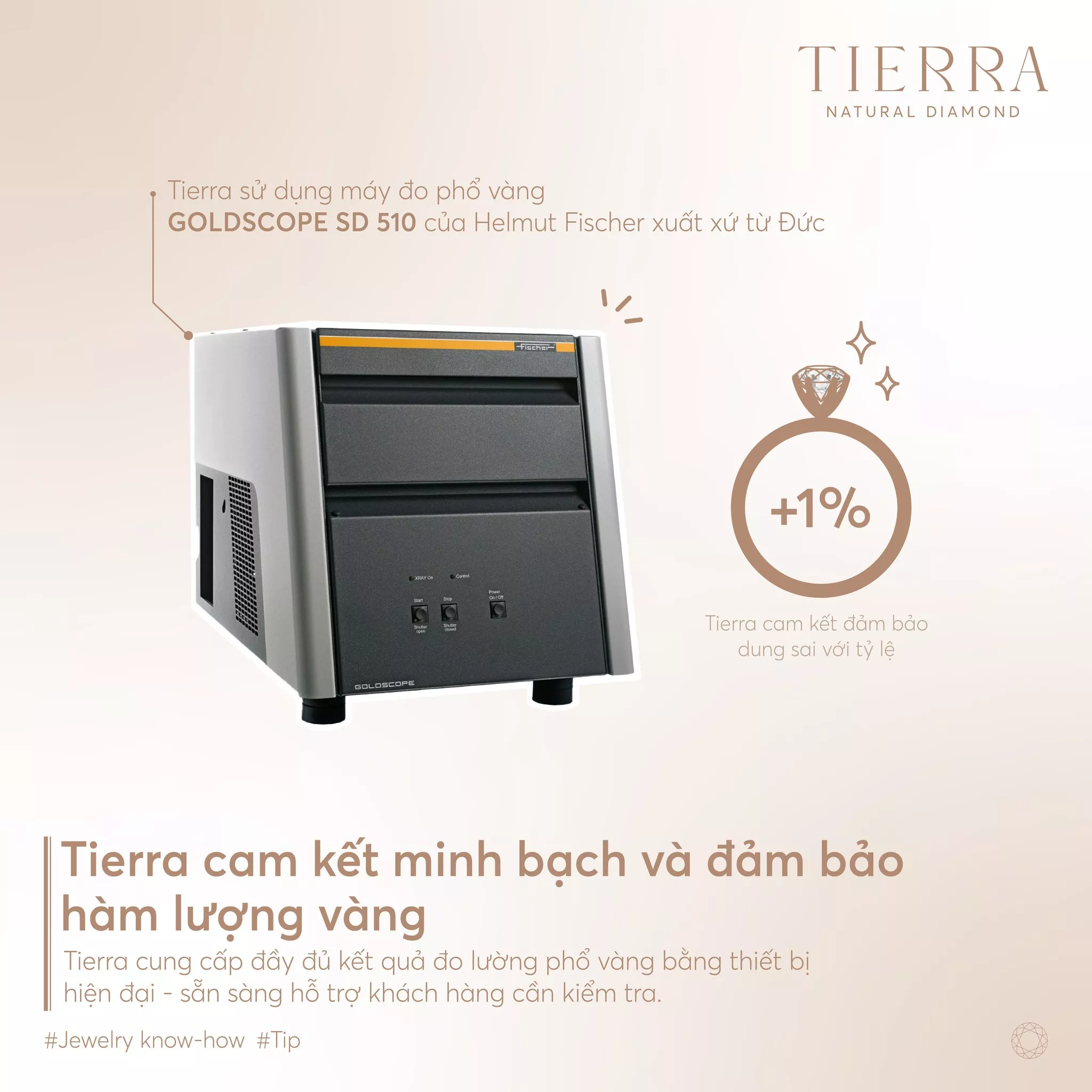 Máy phổ quang đo tuổi vàng trang sức tại Tierra