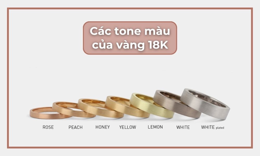 Phân loại vàng 18K dựa trên màu sắc