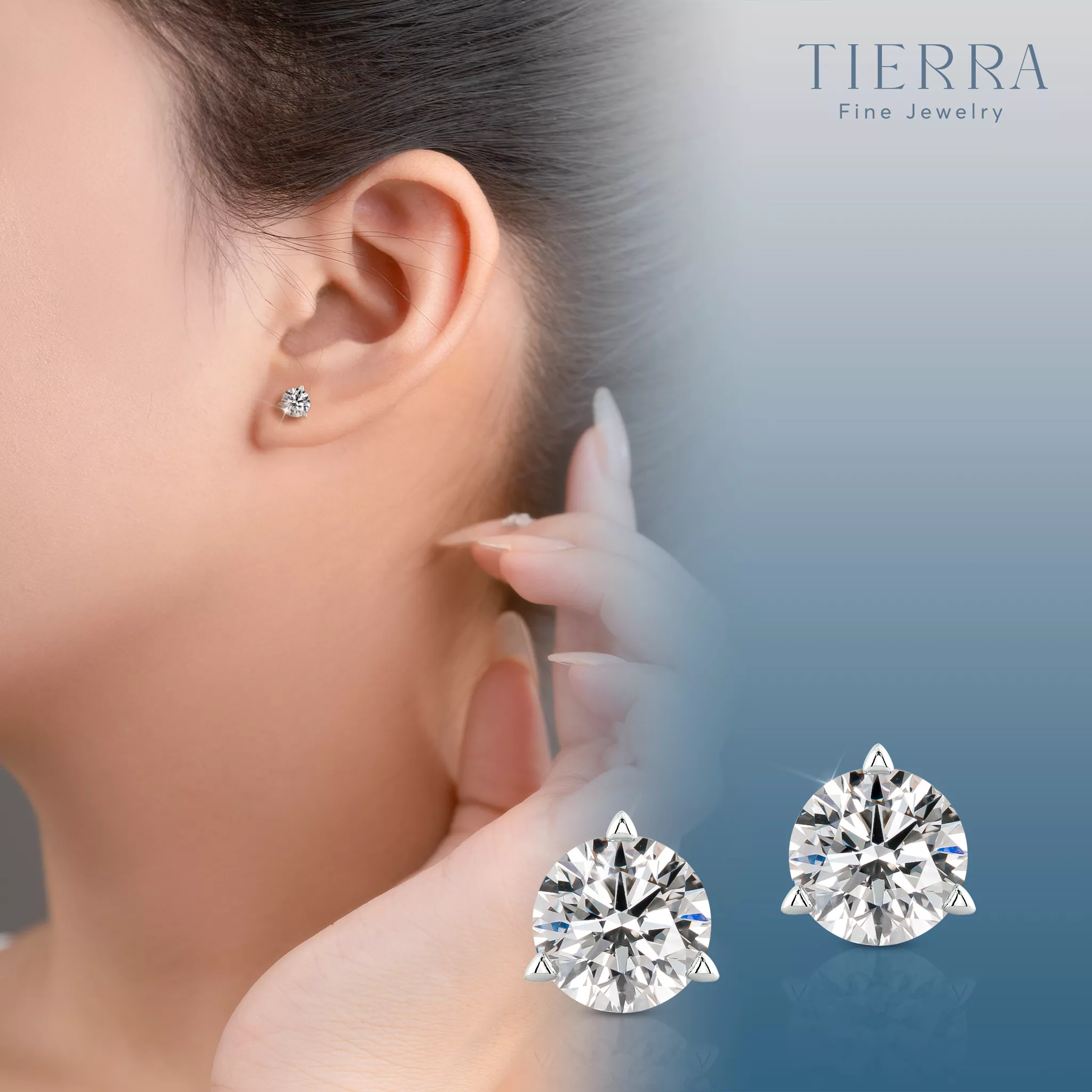 Bông tai bạch kim bezel set BTA1105 dành cho cô nàng thích sự đơn giản, tinh tế