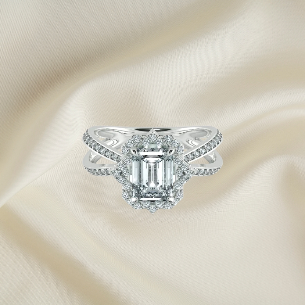 Nhẫn kim cương Shape Of Emerald NKC8207