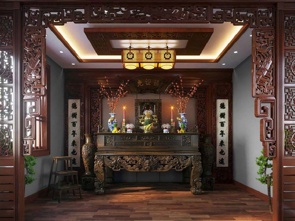 Nguyên tắc phong thủy & mẫu trang trí bàn thờ gia tiên thu hút tài lộc 8 Các mẫu trang trí bàn thờ gia tiên đẹp tham khảo để bài trí