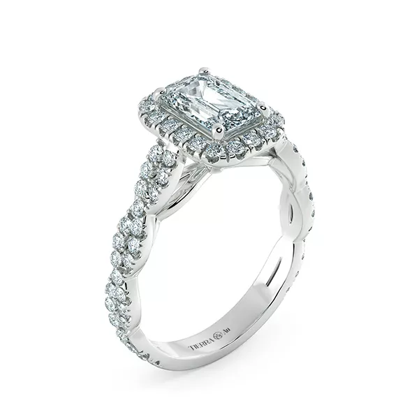 Nhẫn kim cương Emerald And Twisted Diamond Band  NKC8205