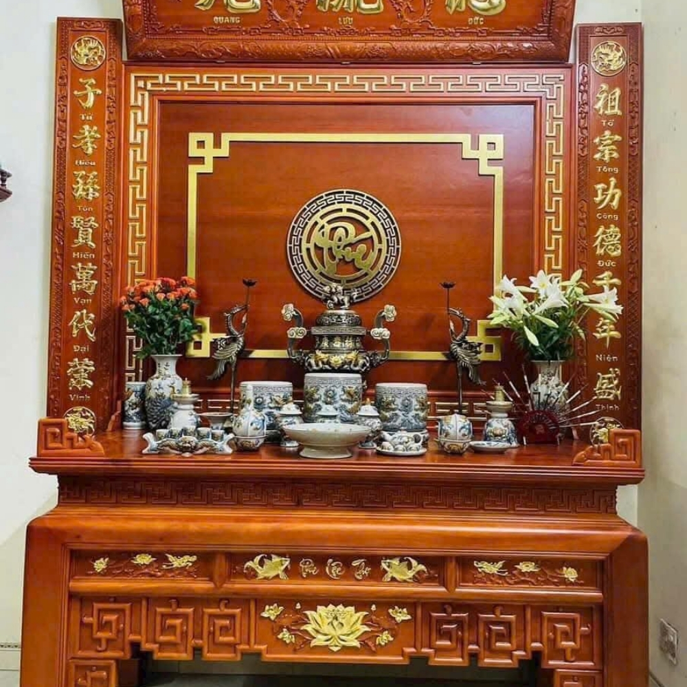 Các mẫu bàn thờ gia tiên đơn giản đẹp 1 tầng, 2 cấp, 3 cấp 49 Bàn thờ gia tiên đứng số 2