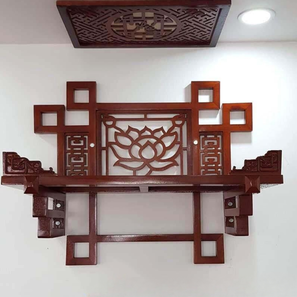 Các mẫu bàn thờ gia tiên đơn giản đẹp 1 tầng, 2 cấp, 3 cấp 52 Bàn thờ gia tiên treo tường gỗ số 2