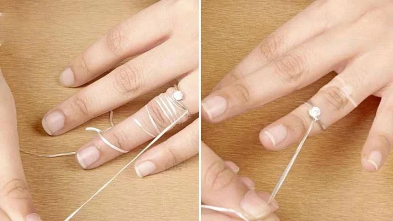 Cách 3: Phương pháp tháo nhẫn bằng chỉ nha khoa