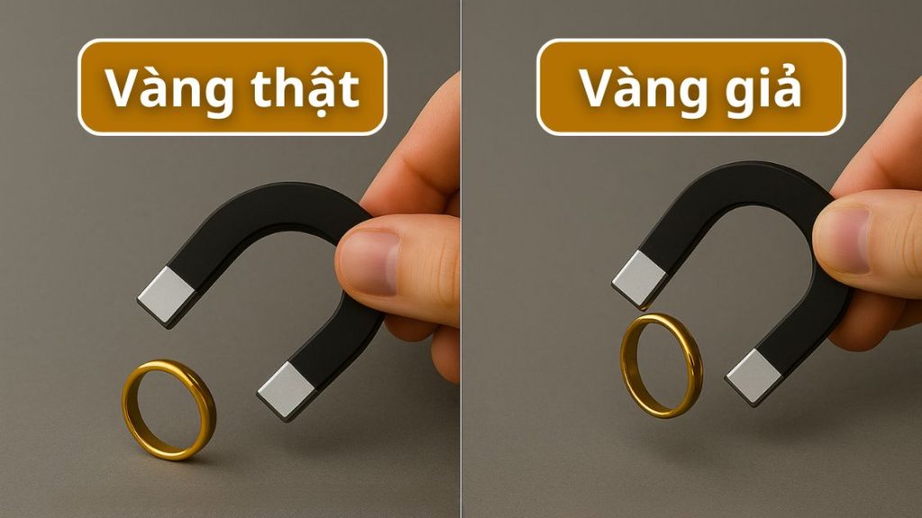 Nhận biết vàng thật bằng nam châm