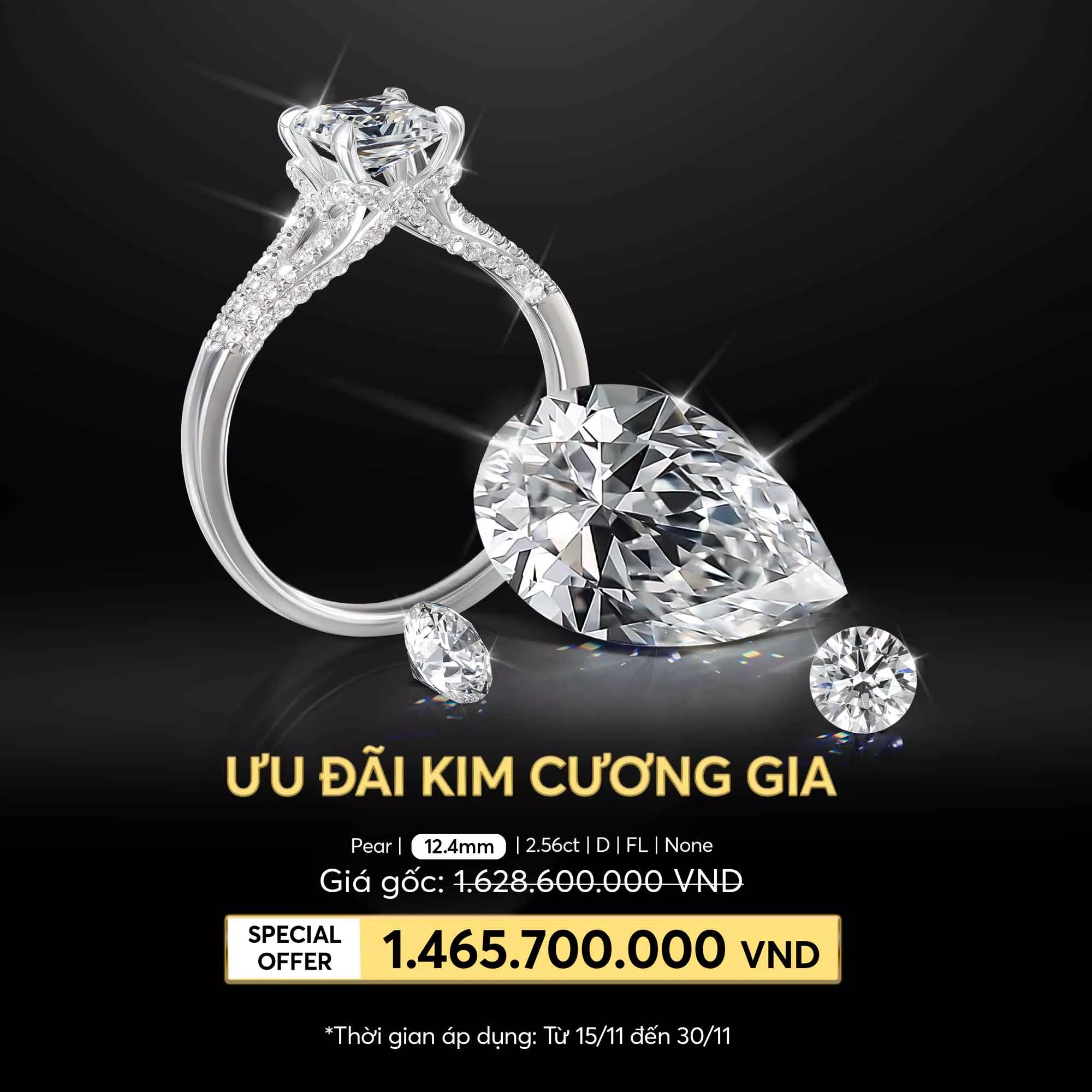 Chương trình khuyến mãi giảm 50% black friday 2024 tại Tierra các sản phẩm nhẫn, dây chuyền, bông tai, kim cương