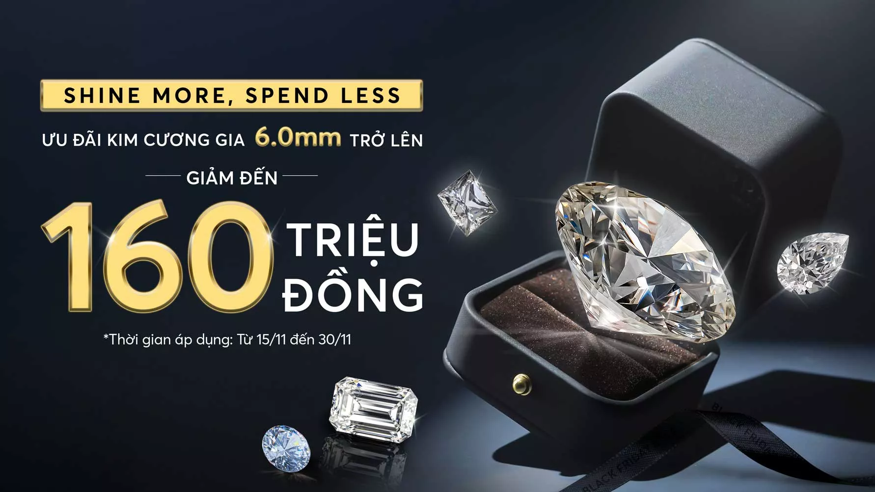 Chương trình khuyến mãi giảm 50% black friday 2024 tại Tierra các sản phẩm nhẫn, dây chuyền, bông tai, kim cương