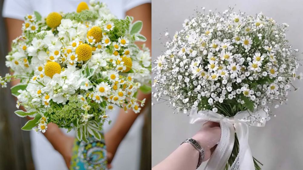 Hoa cúc họa mi cầm tay cho cô dâu