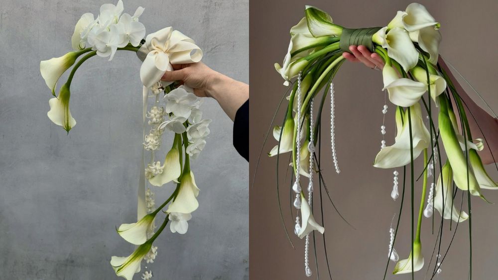 Hoa cưới cầm tay buộc lơi nhẹ nhàng