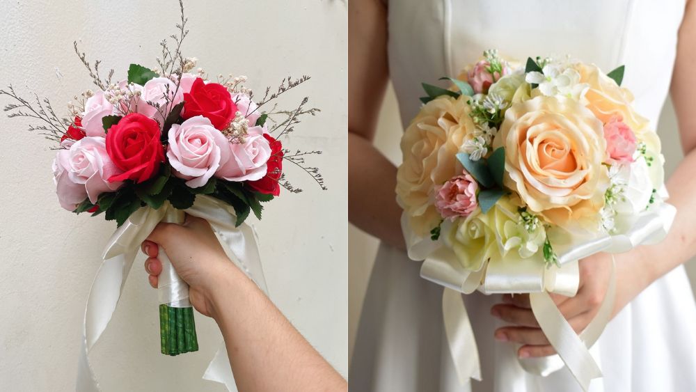 Hoa sáp cầm tay cô dâu
