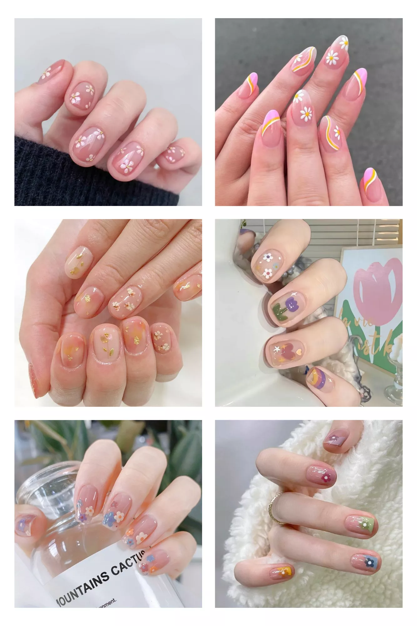 Hình ảnh hoa lá sẽ khiến cho bộ nail Tết của bạn trở nên sống động
