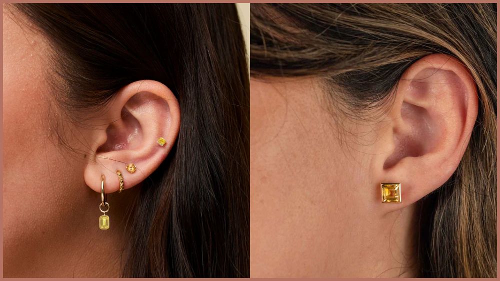 Đá citrine là đá gì? Giá bao nhiêu ? Nguồn gốc, công dụng, ý nghĩa 10 Đeo hoa tai vàng đính đá Citrine giúp tăng sự tập trung