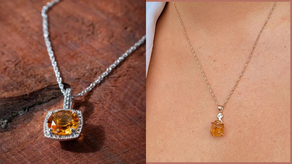 Đá citrine là đá gì? Giá bao nhiêu ? Nguồn gốc, công dụng, ý nghĩa 9 Đeo mặt dây chuyền nữ vàng đính đá Citrine giúp cải thiện mối quan hệ