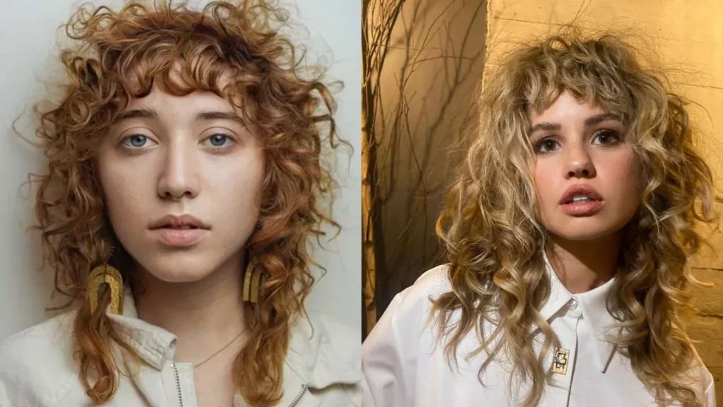 Một kiểu tóc Curly Wolf Cut với các lọn tóc xoăn tự nhiên.