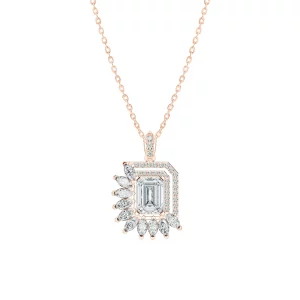 Mặt dây chuyền Emerald Shape And Half Masquise Halo UMD8120