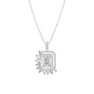 Mặt dây chuyền Emerald Shape And Half Masquise Halo UMD8120