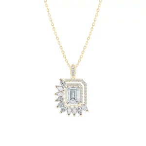 Mặt dây chuyền Emerald Shape And Half Masquise Halo UMD8120
