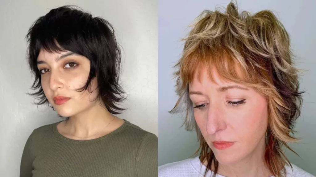 Một kiểu tóc Wolf Cut ngắn với các đường cắt sắc nét.