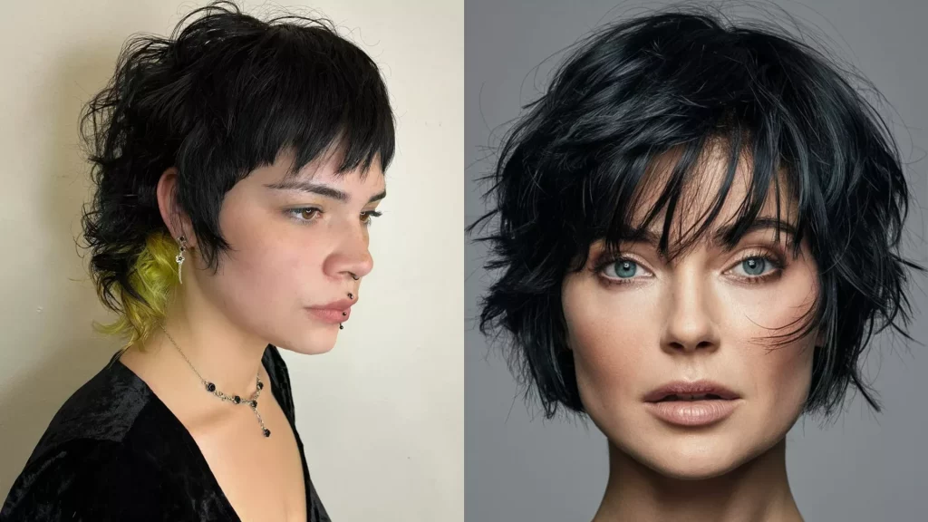 Kiểu tóc Wolf Cut ngắn gọn với lớp tóc được tỉa sắc nét.