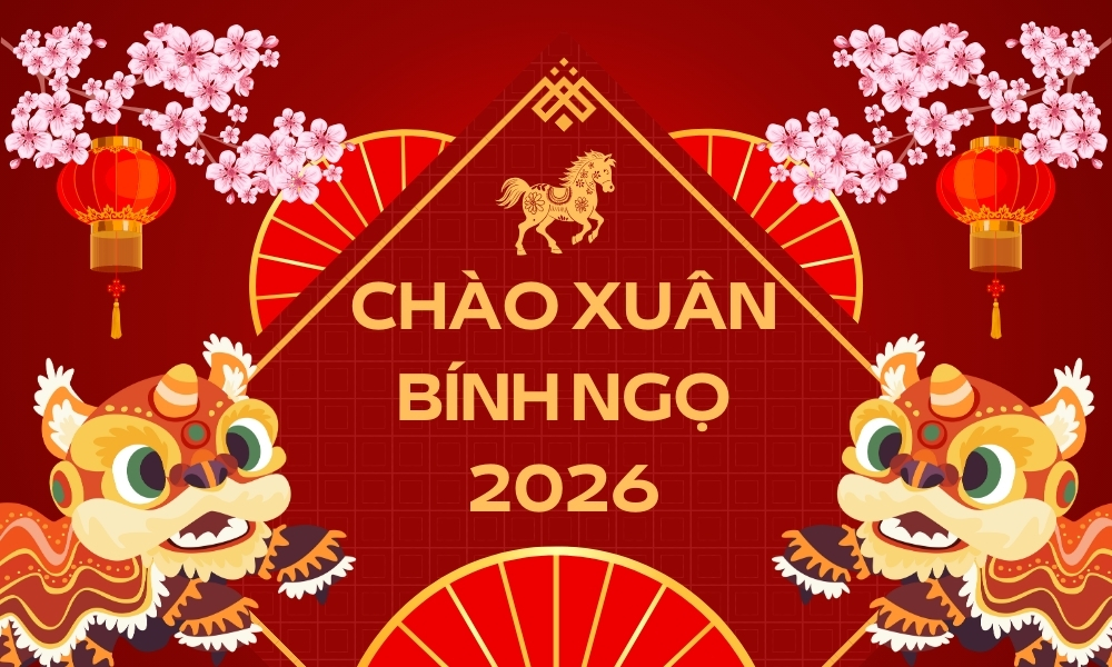Hình nền năm mới Bính Ngọ 2026 làm mẫu thiệp chúc Tết