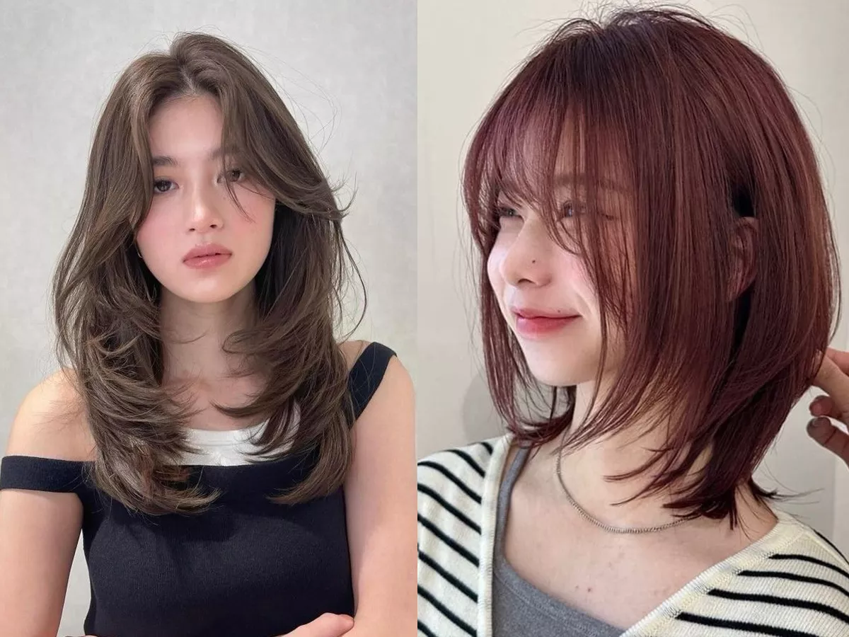 Tóc xoăn ngắn ngang vai nhuộm màu nổi bật
