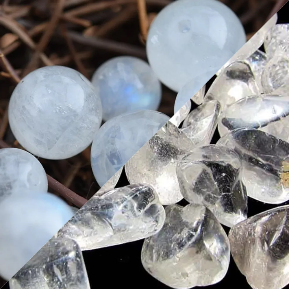Đá mặt trăng (Moonstone) và đá thạch anh có màu trắng là loại đá rất phù hợp để làm trang sức cho người mệnh thủy. Đảm bảo cho câu hỏi mệnh thủy hợp màu gì.