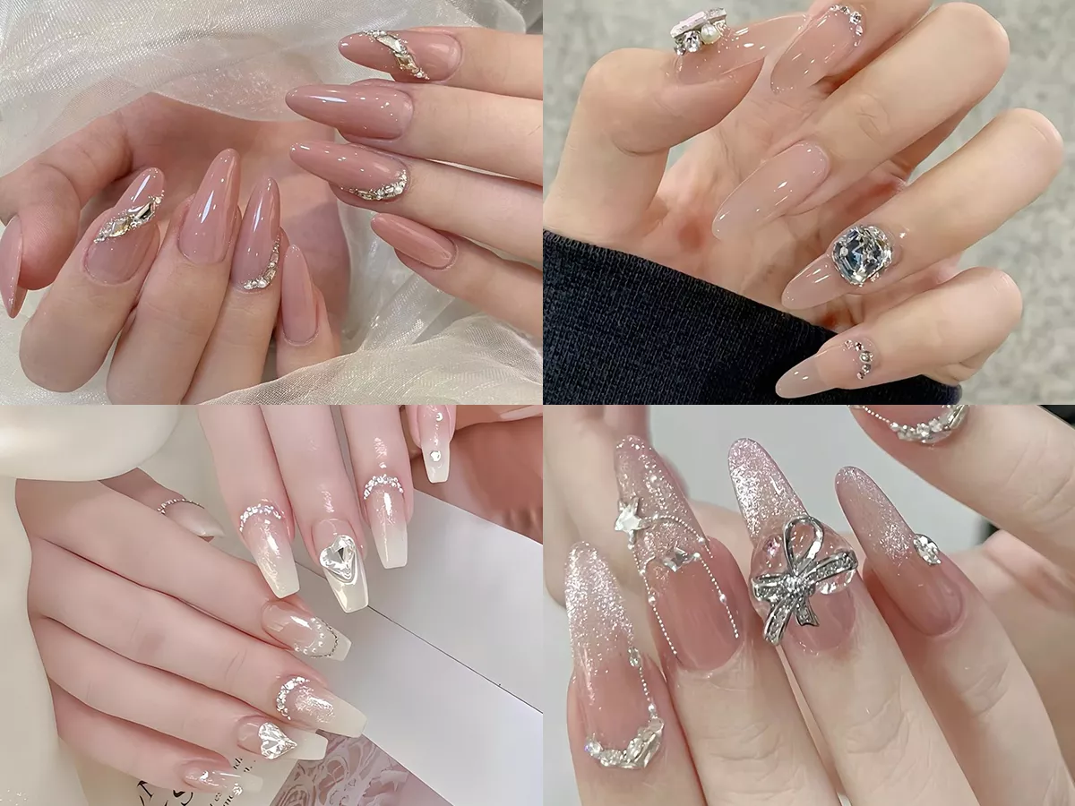 Nail cô dâu đính đá
