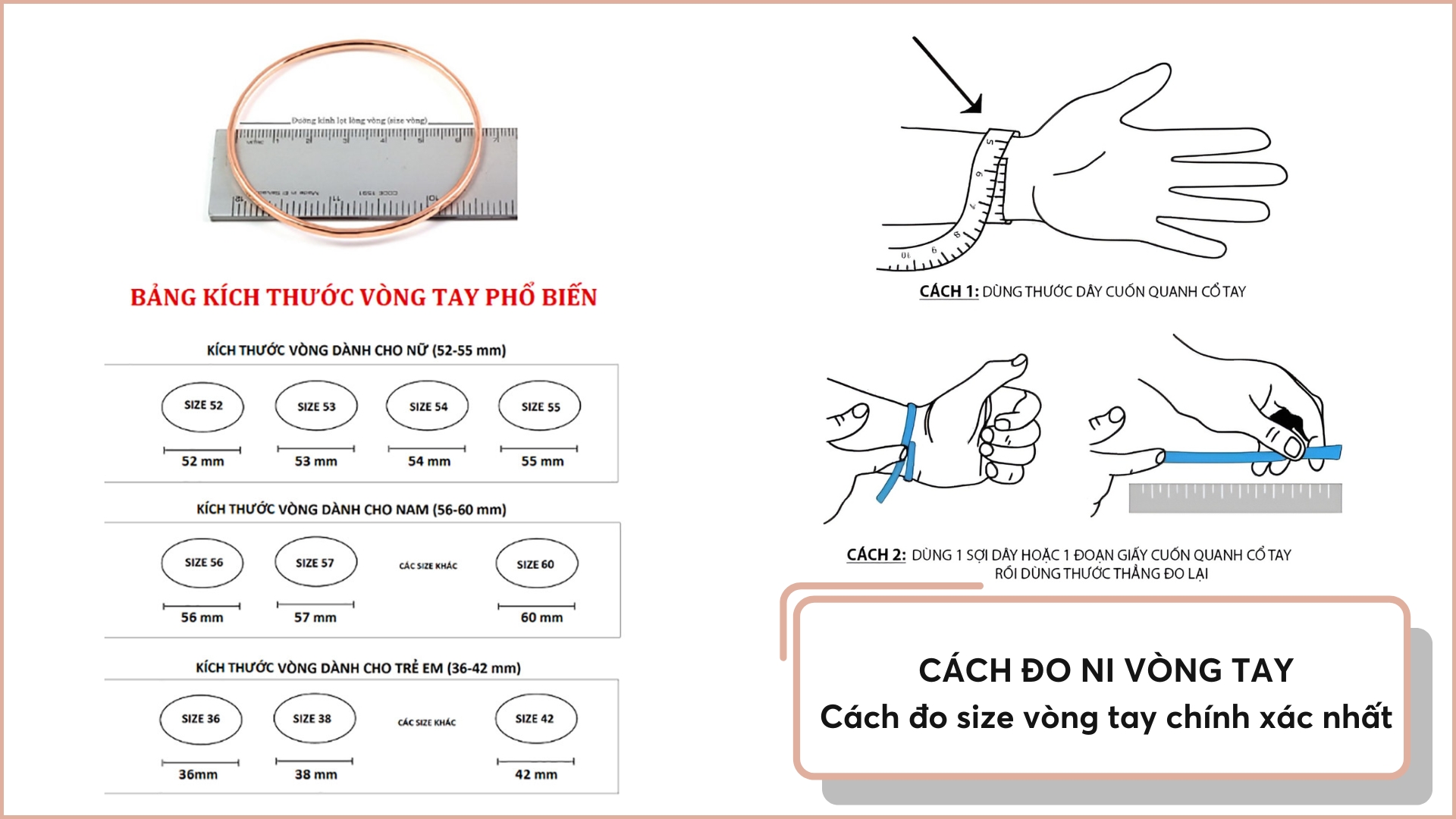 Cách đo ni vòng tay, lắc tay chính xác