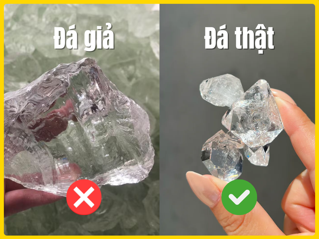 Đá giả làm từ thủy tinh, nhựa hoặc thạch anh kém chất lượng