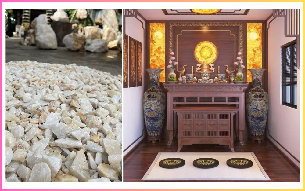Cách rải đá thạch anh vụn dưới bàn thờ