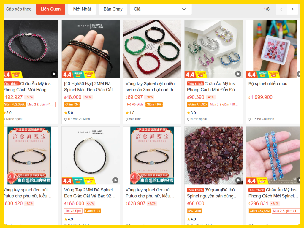 Đá Spinel được bán phổ biến với mức giá đa dạng