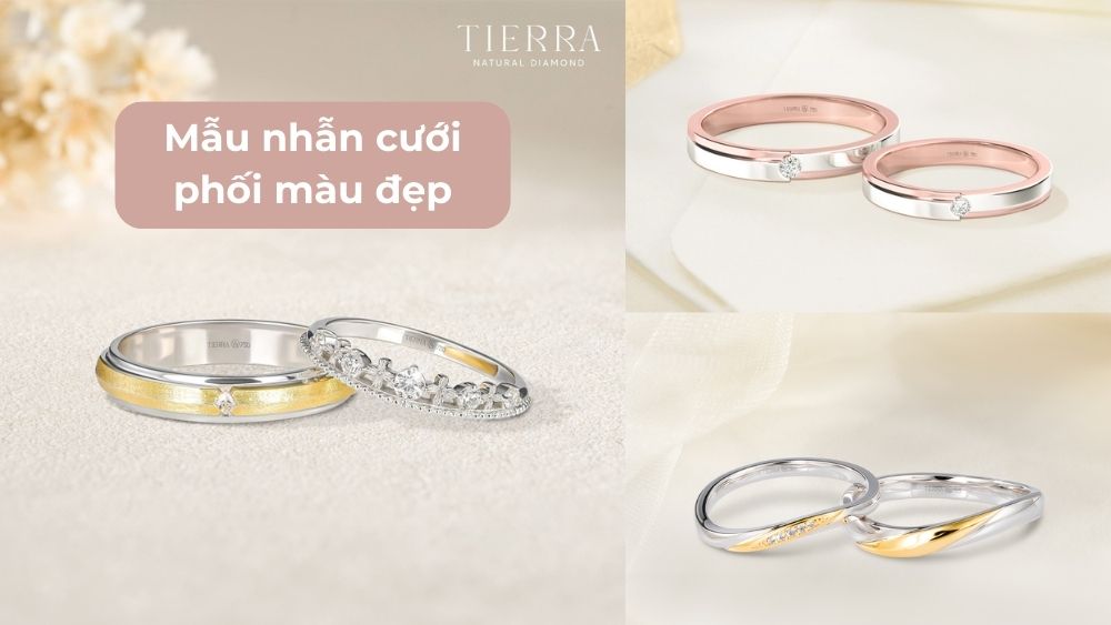 Nhẫn cưới phối màu - Xu hướng mẫu nhẫn cưới hot nhất hiện nay