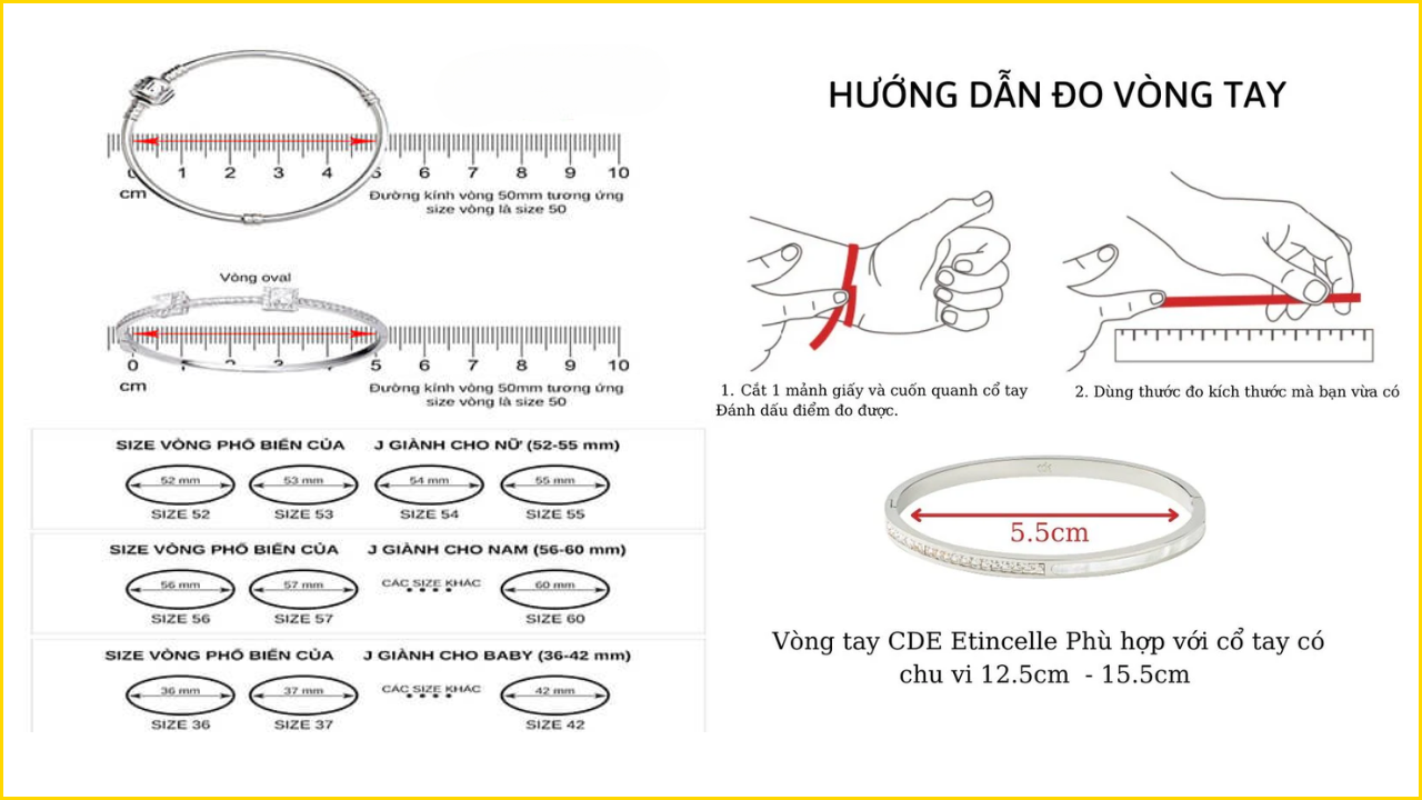 Bảng size vòng tay theo cân nặng Việt Nam chuẩn nhất