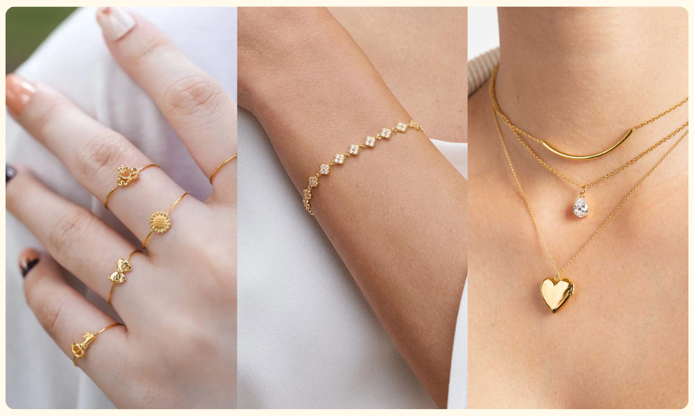 Nhẫn, vòng tay, dây chuyền vàng 15k được yêu thích