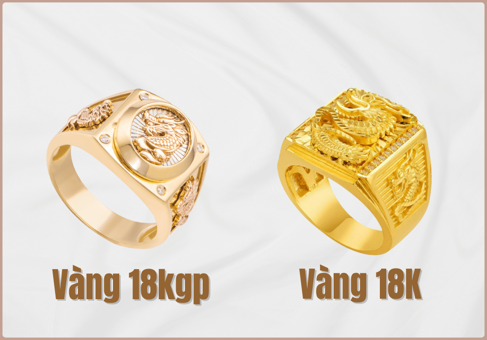 Vàng 18kgp bị xỉn màu khác với vàng 18K