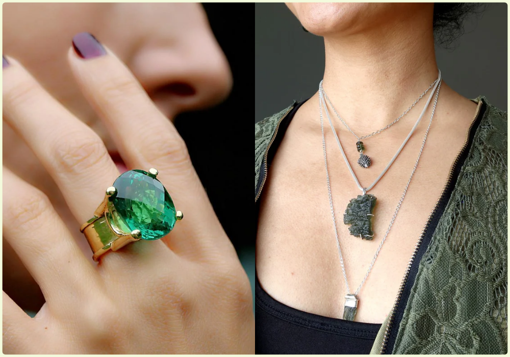Sử dụng trang sức đá Moldavite ở gần tim