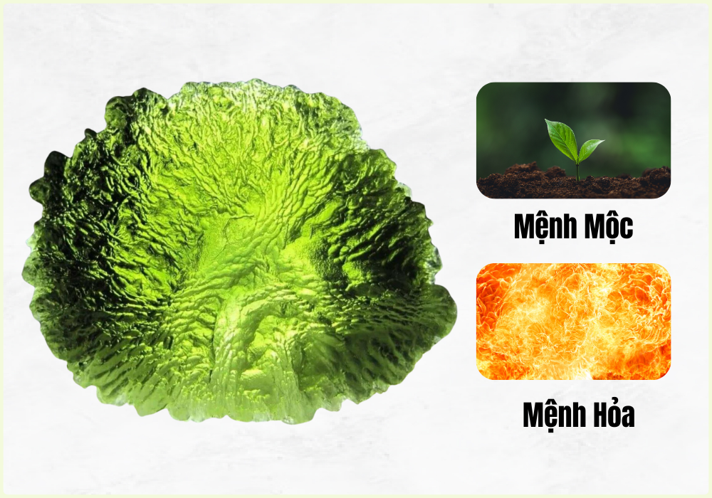 Đá Moldavite đặc biệt hợp với mệnh Mộc và Hỏa