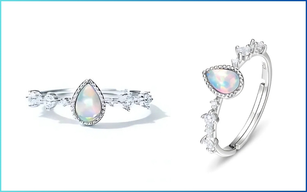 Nhẫn mặt đá Opal trắng: Vẻ đẹp tinh tế, thanh lịch