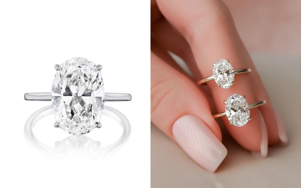Nhẫn kim cương Oval Solitaire Diamond Ring