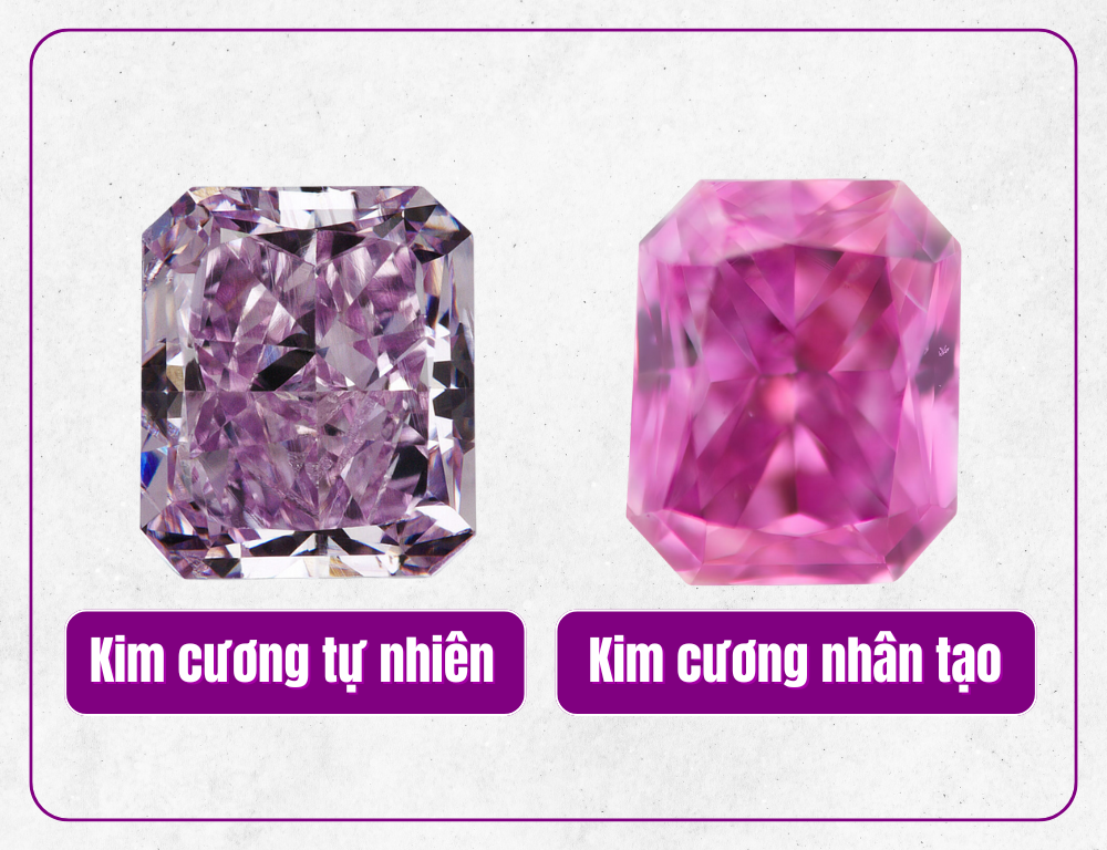 Phân biệt kim cương tím tự nhiên và kim cương tím nhân tạo