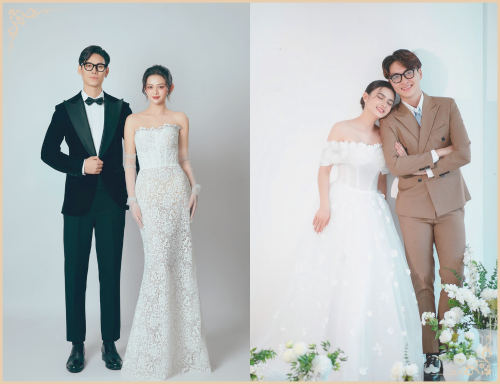 Tạo dáng chụp ảnh cưới truyền thống đứng cạnh nhau