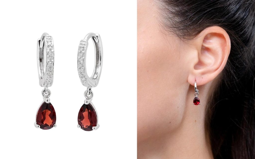Bông tai đá Garnet Ngọc Hồng Lựu