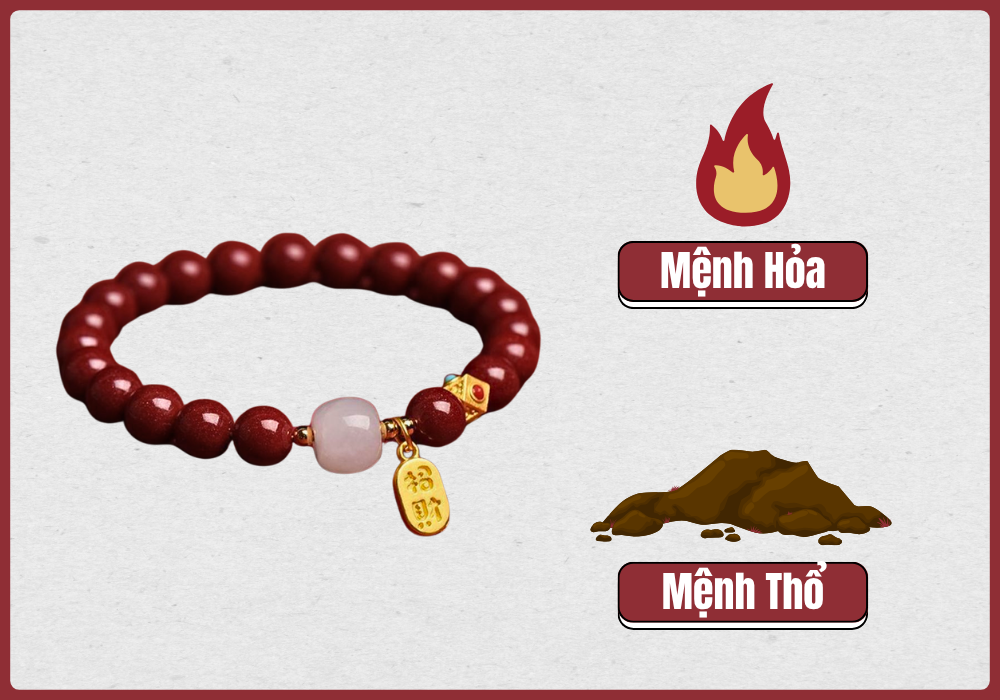 Đá Chu Sa hợp nhất với mệnh Hỏa và mệnh Thổ